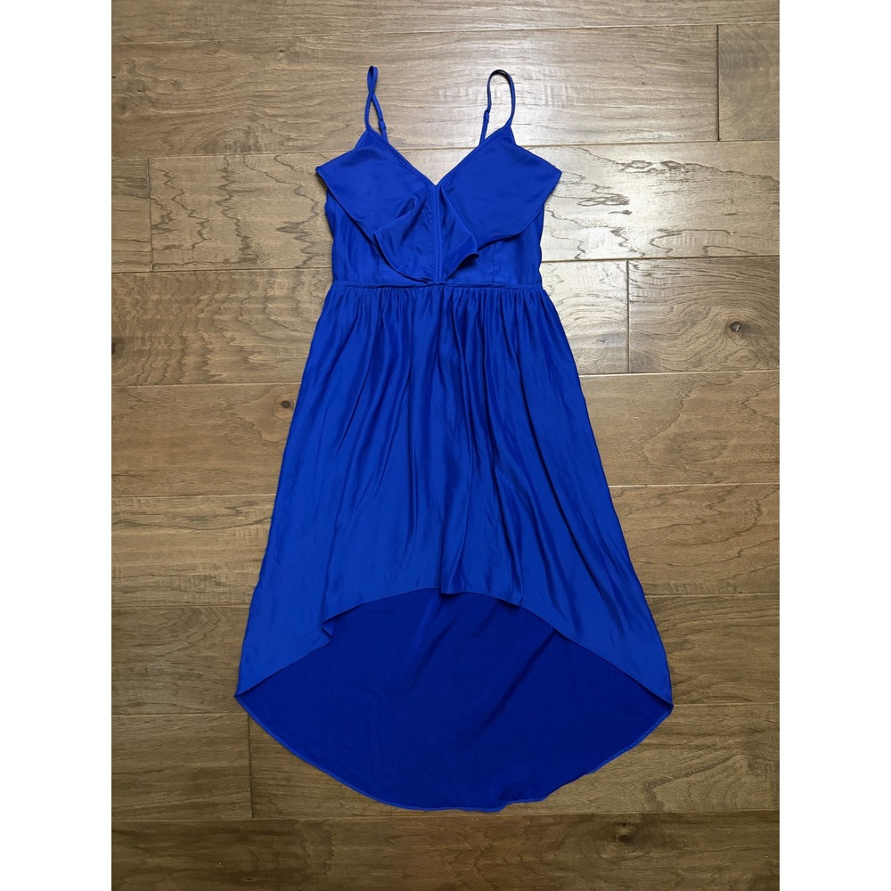 Kimchi Blue Royal Blue High Low Ruffle V-Neck Smocked Dress XS